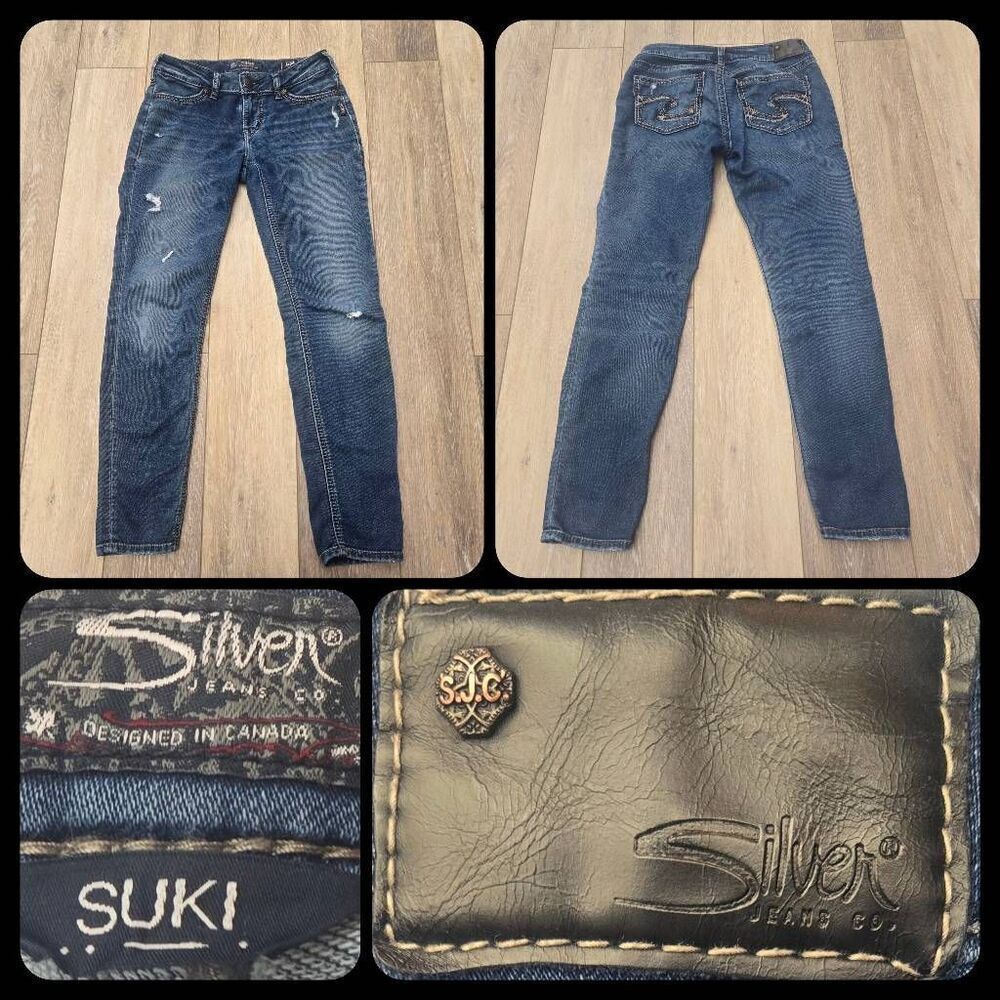 SILVER SUKI Joga Jeans distressed skinny size fits small 4 / 27 low waisted